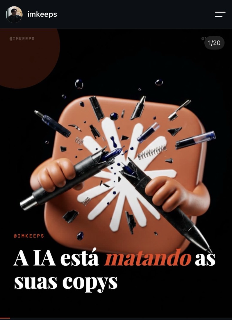 Post no Instagram: A IA está matando as suas copys